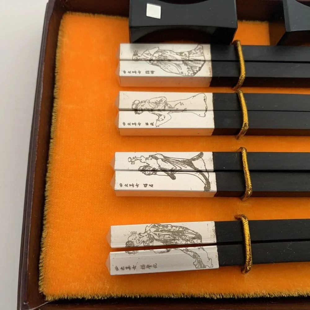 8 Pairs The High Ranking Present Chinese Chopsticks w/ 8 Duck Rests Gift Set New